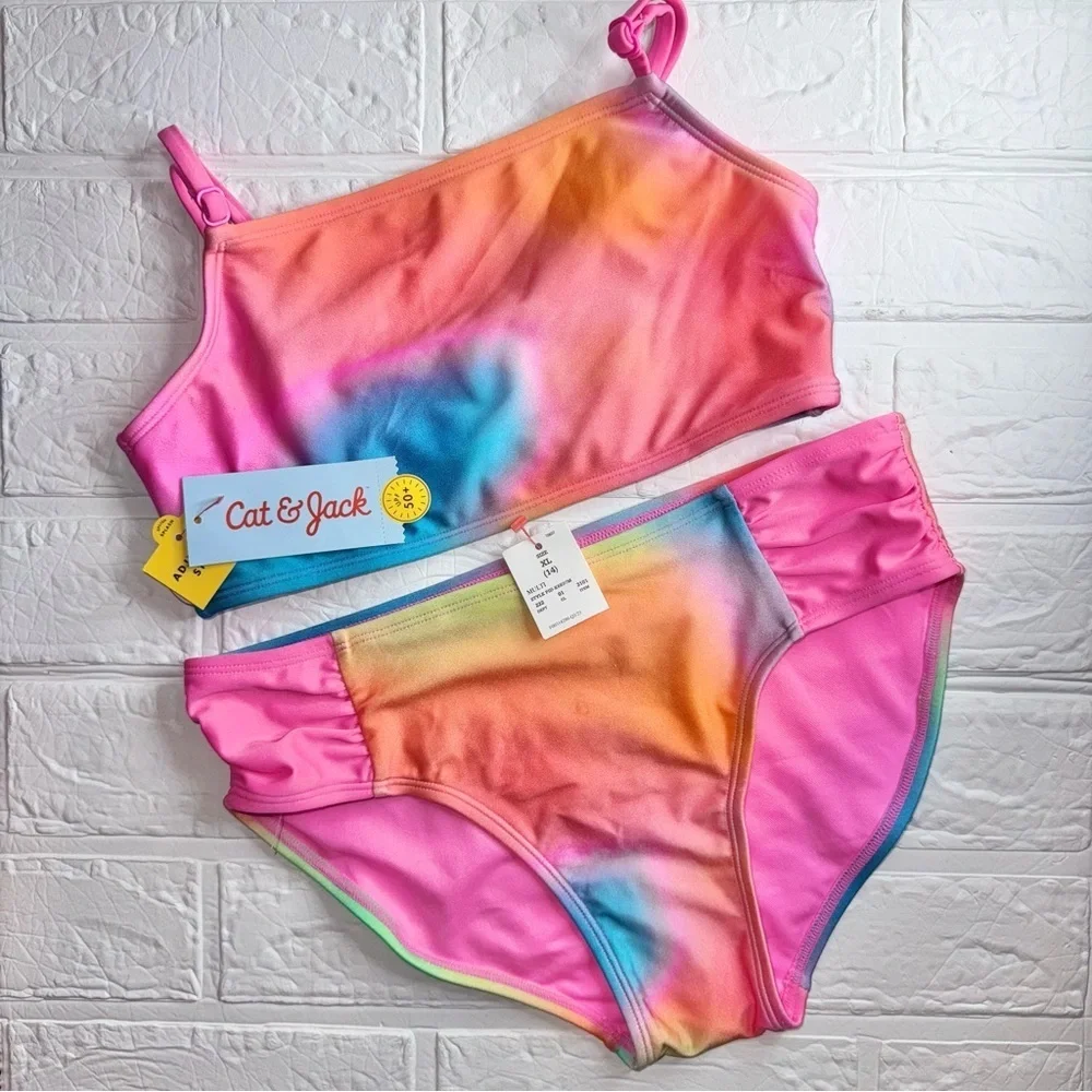 New Cat & Jack Colorful Tie-Dye Bikini Set Size XL (14)